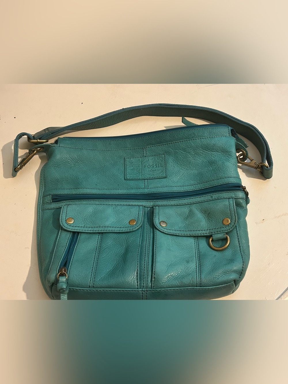 Vtg Fossil Crossbody Bag ( Teal)